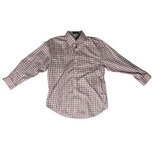 Nordstrom Men’s 100% Cotton Red White & Blue Checkered Smartcare Shirt Sz 16/32